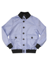 Brunello Cucinelli Cotton Bomber Jacket With Applied Sleeves In Light Blue