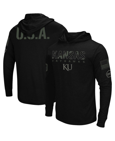 Colosseum Men's Black Kansas Jayhawks Oht Military-inspired Appreciation Hoodie Long Sleeve T-shirt