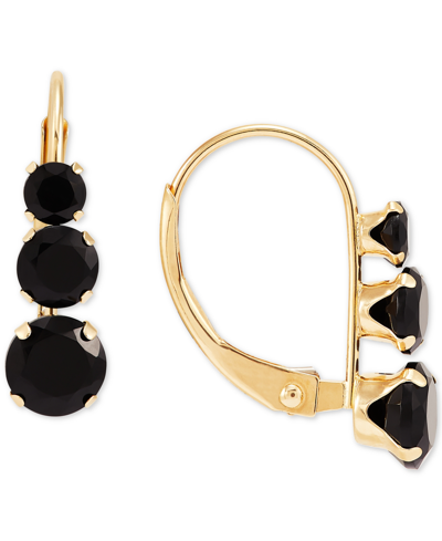 Macy's Onyx Graduated Leverback Hoop Earrings In 14k Gold