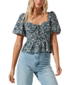 Astr Clairemont Top In Blue Peach Multi Floral
