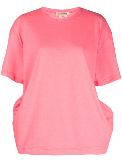Comme Des Garçons Gathered-detail Short-sleeve T-shirt In Pink