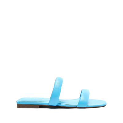 Schutz Ully Leather Flat Sandal In True Blue