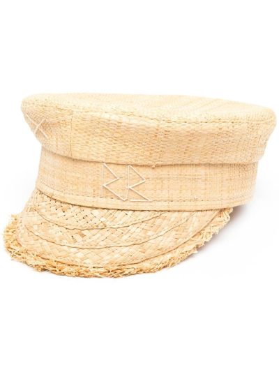 Ruslan Baginskiy Woven-straw Baker Boy Hat In Beige