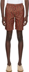 Ahluwalia Braid Print Bermuda Shorts - Men's - Recycled Polyester In Red/khk/blk