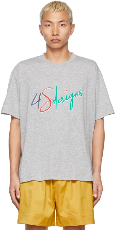 4sdesigns Logo-print Short-sleeve T-shirt In Grau
