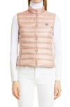 Moncler Liane Quilted Down Puffer Vest In 510 Pink
