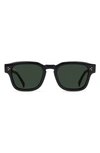 Raen Rece 51mm Polarized Square Sunglasses In Crystal Black / Green Polar