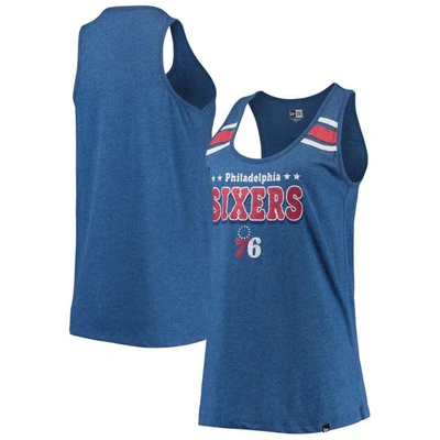 New Era Women's  Heathered Royal Philadelphia 76ers Scoop-neck Racerback Tank Top