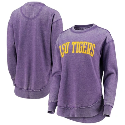 Pressbox Women's Purple Lsu Tigers Vintage-like Wash Pullover Sweatshirt