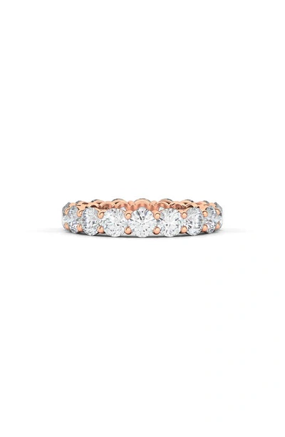 Hautecarat Round Cut 6.50ct Lab Created Diamond 18k Gold Eternity Band Ring In 18k Rose Gold