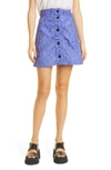 Ganni Blue Asymmetric Miniskirt In Blue Iris