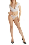Memoi Women's Sophia Lace Bralette & Thong 2pc Lingerie Set In White