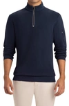 Bugatchi Quarter Zip Cotton Sweatshirt In Navy