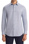 Bugatchi Tech Knit Stretch Cotton Button-up Shirt In Air Blue