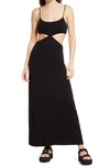 Free People Piper Sleeveless Cutout Midi Dress In Black