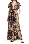 Free People In The Mood For Love Floral Print Jumpsuit In Black Combo