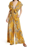 Free People In The Mood For Love Floral Print Jumpsuit In Golden Combo