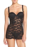 Black Bow 'rachel' Lace Babydoll & G-string In Black