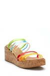 Coconuts By Matisse Mecca Clear Strap Cork Wedges In Rainbow