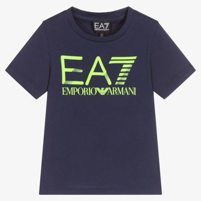 Ea7 Teen Logo-print Short-sleeve T-shirt In Blue