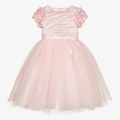 Sarah Louise Kids' Girls Pink Satin & Tulle Dress