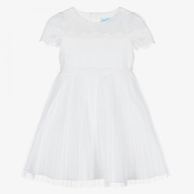 Abel & Lula Kids' Girls White Pleated Tulle Dress