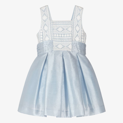 Abel & Lula Kids' Girls Pale Blue & White Dress