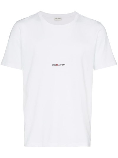 Saint Laurent T-shirt Logo In Bianco