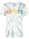 Kenzo Logo-print Tie-dye T-shirt In Verde