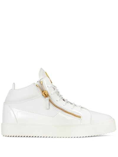 Giuseppe Zanotti Sneakers Hi-top Logo In Bianco