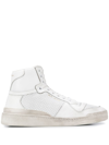 Saint Laurent Off-white Used-look Sl24 Sneakers In Bianco