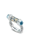Samuel B. Sterling Silver 18k Yellow Gold Blue Topaz Bullet Ring In Blue