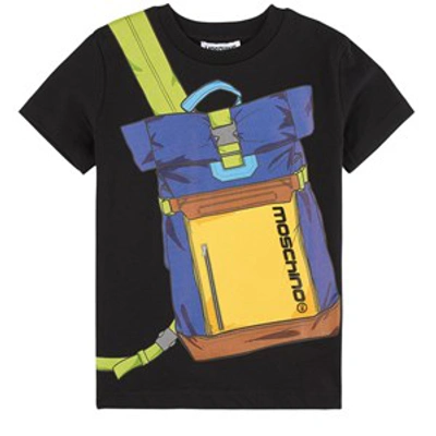 Moschino Kids' Backpack-print T-shirt In Black