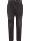 DOLCE & GABBANA TAPERED JEANS WITH A WORN EFFECT