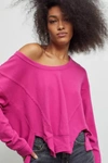 Urban Outfitters Uo Rebel Raw-edge Long Sleeve Tee In Berry