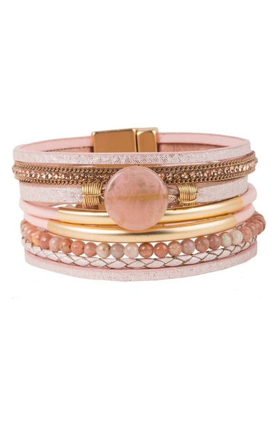 Saachi Mixed Media Cuff Bracelet In Pink