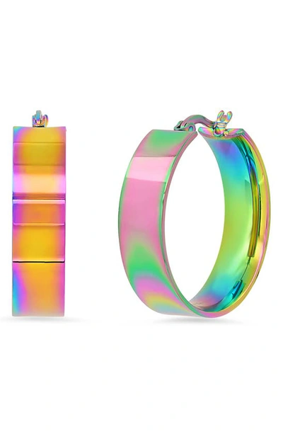 Hmy Jewelry Rainbow Hoop Earrings In Multi
