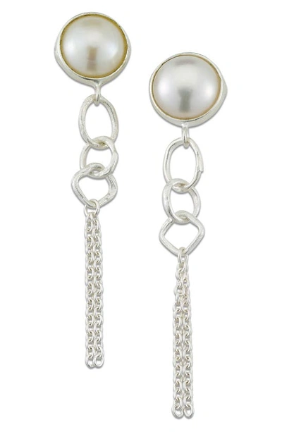 Samuel B. Silver 10mm Pearl Drop Earrings In White