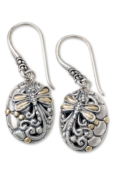 Samuel B. Sterling Silver 18k Yellow Gold Dragonfly Earrings In Silver And Gold