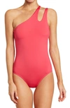 Becca Color Code One Shoulder One Piece Swimsuit In Cherry