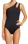 Becca Color Code One Shoulder One Piece Swimsuit In Black