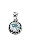 Samuel B. Sterling Silver Round Blue Topaz Pendant In Blue