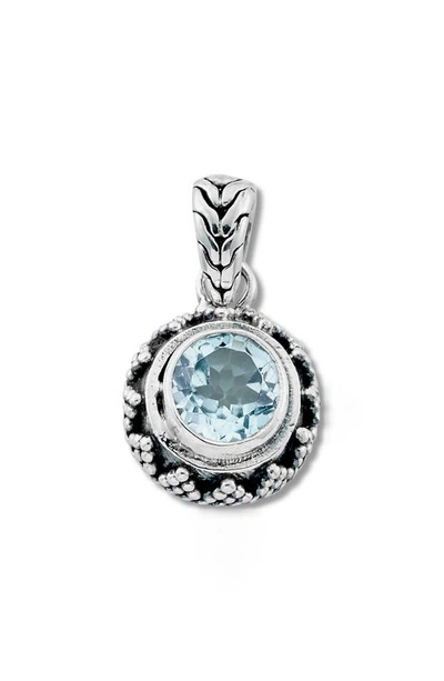 Samuel B. Sterling Silver Round Blue Topaz Pendant