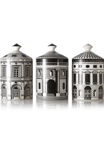Fornasetti Ordine Architettonico Set Of Three Candles, 3 X 300g In Colorless