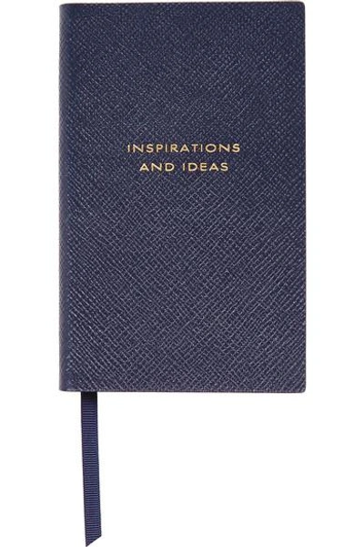 Smythson Panama Inspirations And Ideas Textured-leather Notebook In Navy
