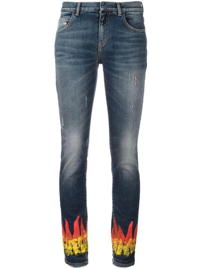 Faith Connexion Flame Print Skinny Jeans In Blue