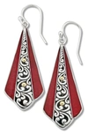 SAMUEL B. STERLING SILVER & 18K GOLD CORAL DROP EARRINGS