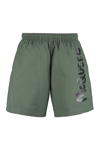 Alexander Mcqueen Khaki Graffiti Logo Swim Shorts In Green