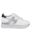Hogan Midi Platform H483 Sneakers In Bianco/argento/nero