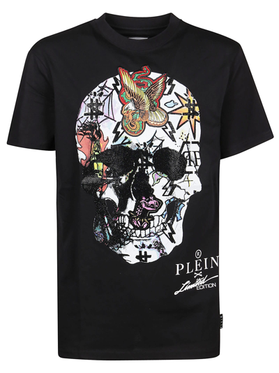Philipp Plein T-shirt Tattoo Skull Strass In Black
